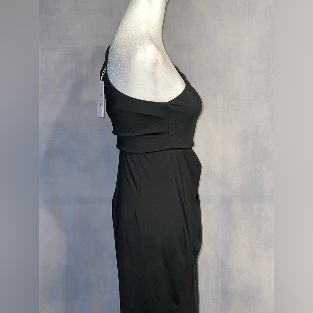 Zalalus women’s size small fitted little black dress with slit one shoulder - Picture 7 of 10